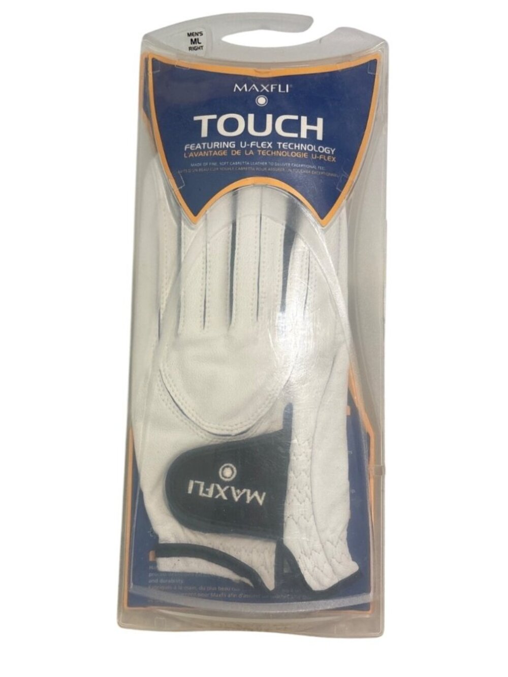 Maxfli Touch Golf Glove Right Hand Mens M/L UFlex Lycra Weave Cabretta Leather